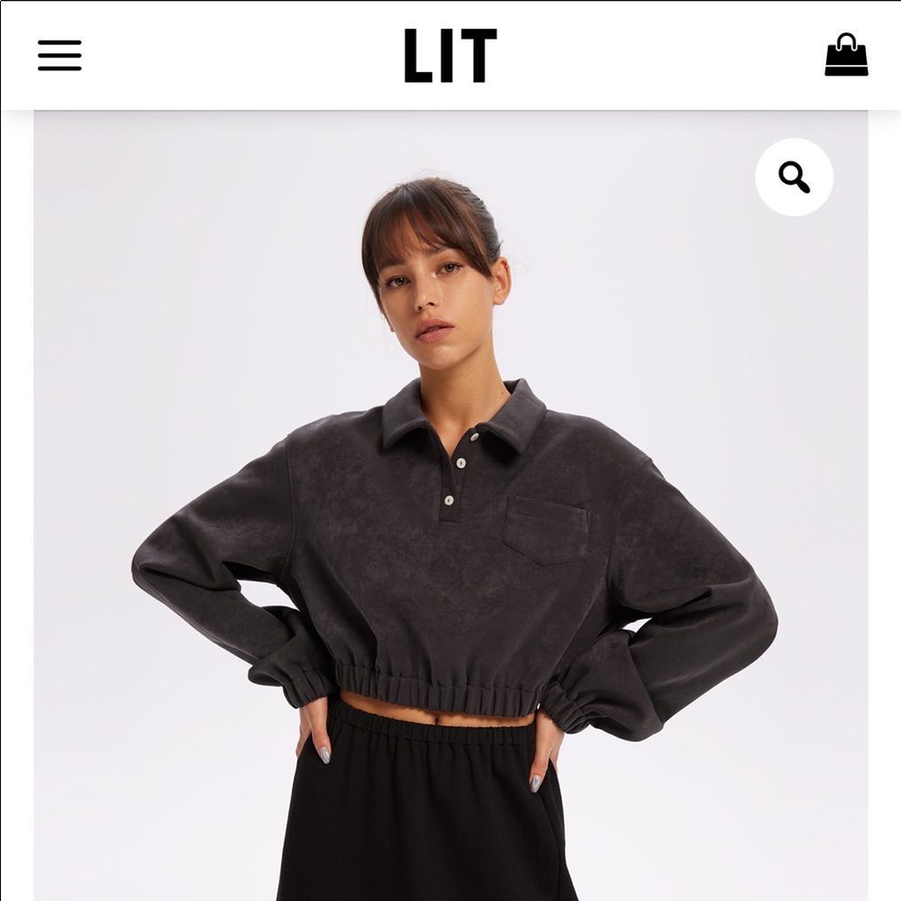 LIT Activewear Charcoal Pull Over Crop M